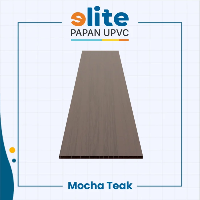 Papan UPVC 40x300 Mocha Teak – Panel Panjang dengan Nuansa Kayu Hangat - Image 2
