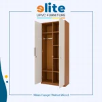 Lemari Milan Hanger Walnut Wood – Lemari UPVC Vertikal dengan Keanggunan Kayu Gelap