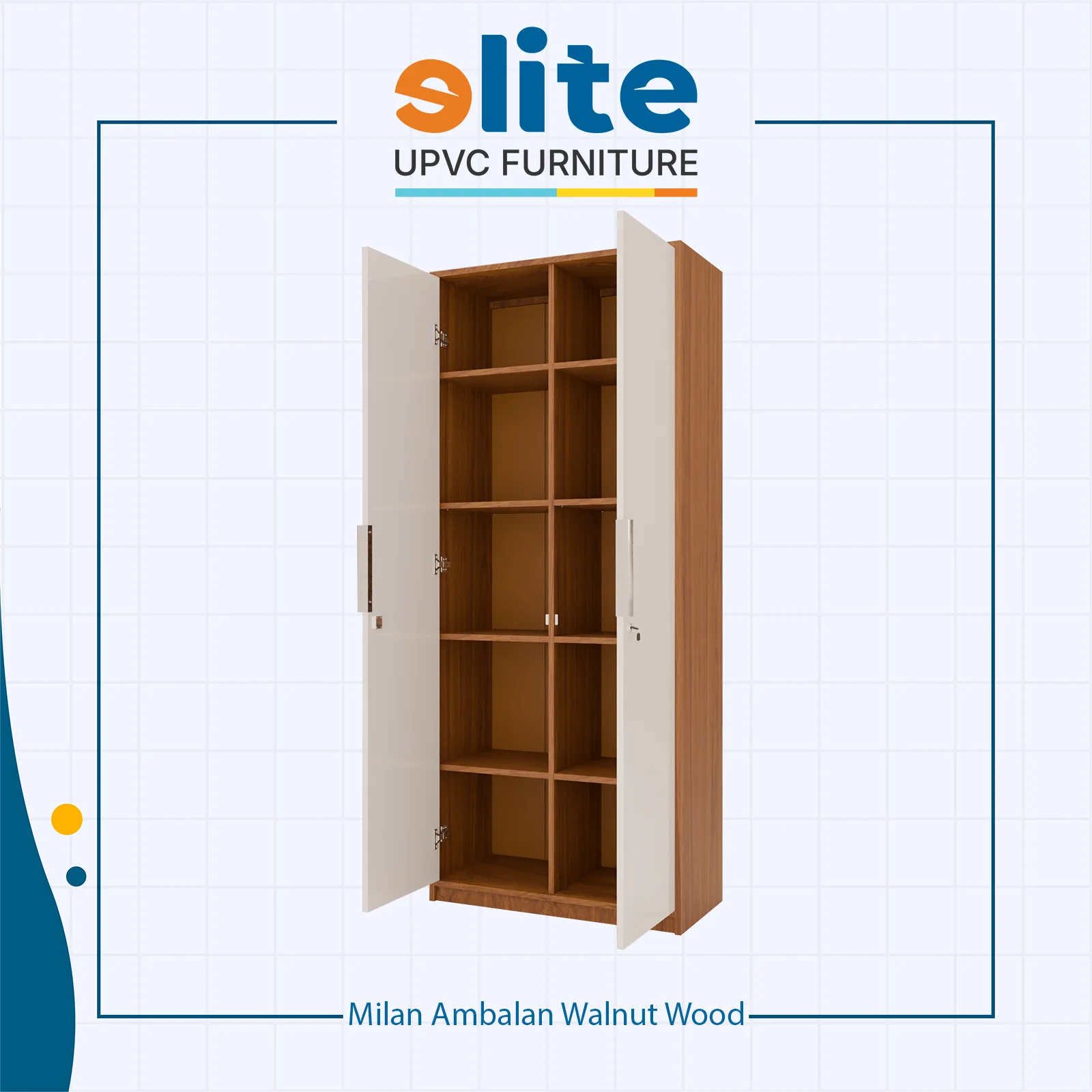 20260507021333-4jyYDG-walnut-wood Lemari Milan Ambalan Walnut Wood – Lemari UPVC dengan Keanggunan Kayu Gelap - Image 1