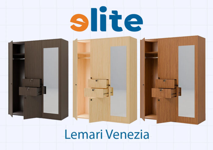 Lemari Venezia Walnut Wood – Lemari UPVC Premium dengan Keanggunan Kayu Gelap - Image 3